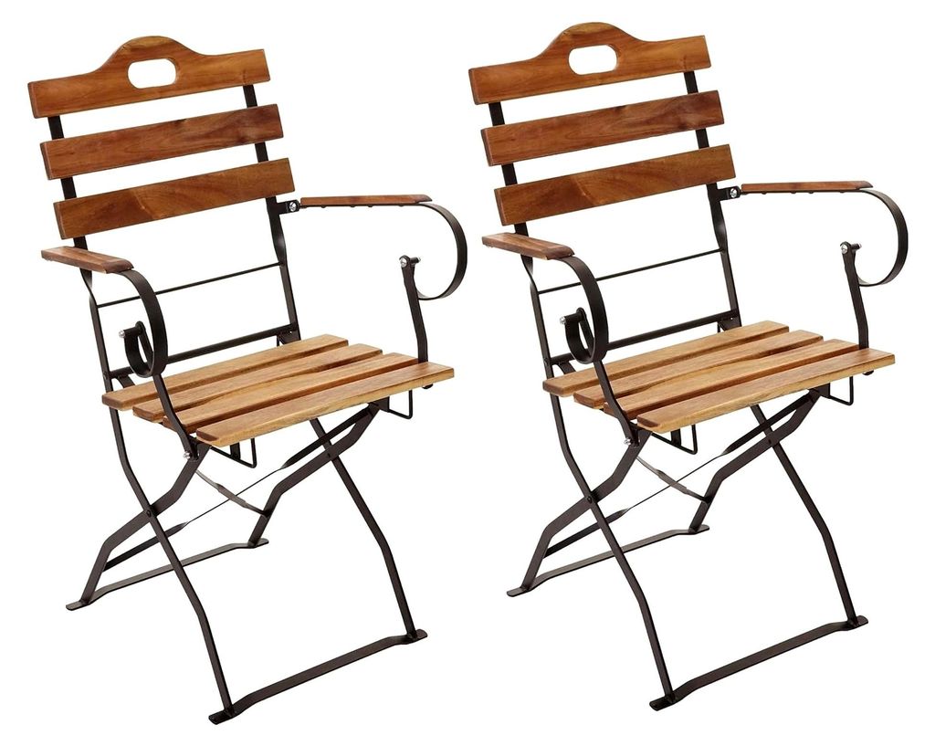 2er-Set Klappstuhl für den Garten, Gastronomie-Qualität aus Akazie - naturfarben