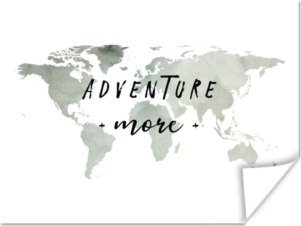 MuchoWow Poster Weltkarte - Grau - Weiß 120x90 cm - Wandbild