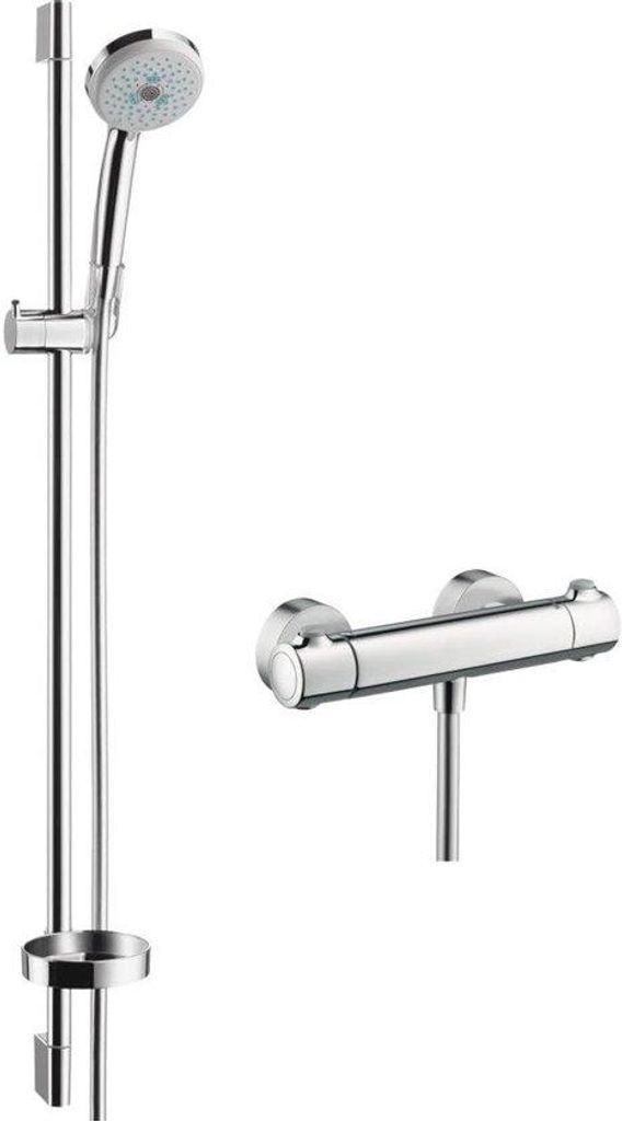 Duscharmaturenset mit Thermostat, 3 Heizarten und Duscharmatur 0,90 m - Chrom