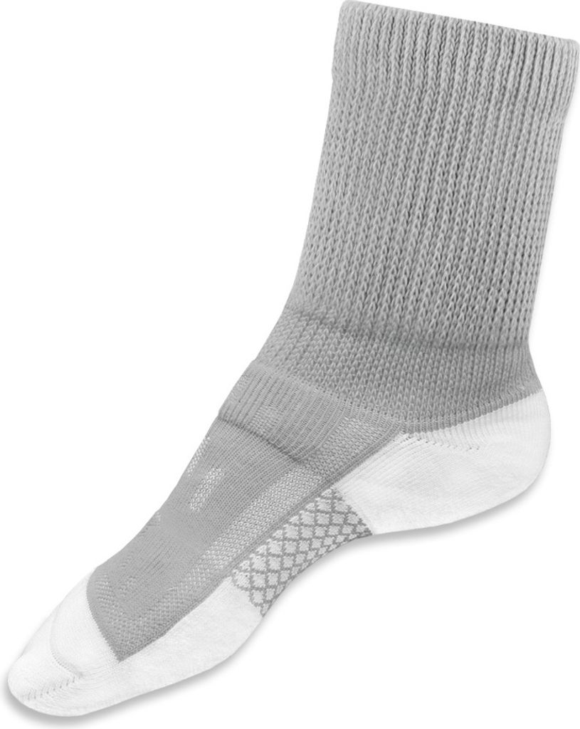 Antibakterielle Silber Sport Crew Socken, Größe L, grau/weiß