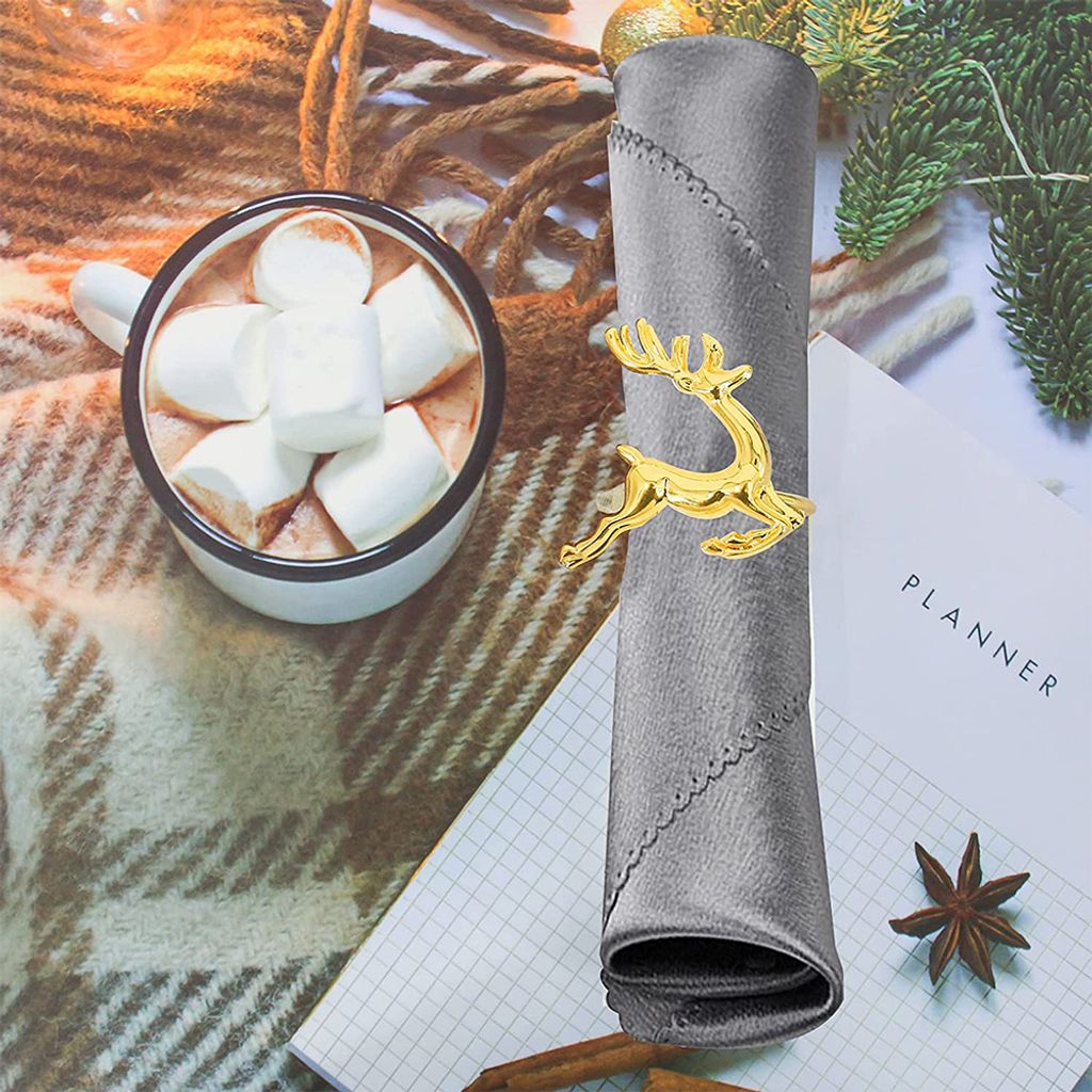 Serviettenringe, 4 Stück Weihnachts Rentier Serviettenringe Produktbild 7