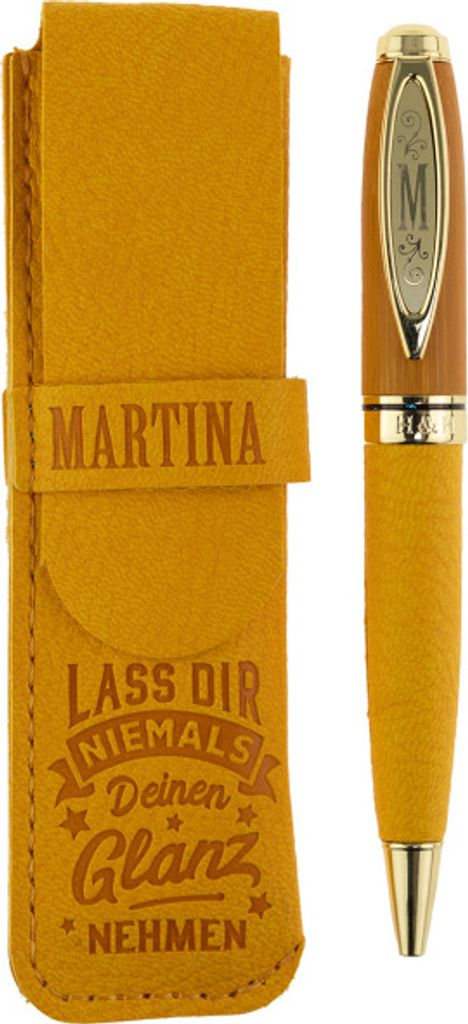 History & Heraldry Bamboo Persönlicher und individueller Kuli Kugelschreiber Stift mit Namen und Spruch Personalisiertes Etui Monogramm-Design per...