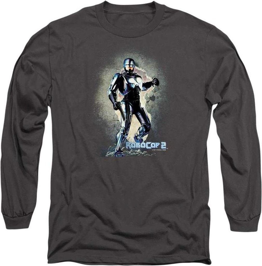 Robocop - "Break On Through" T-Shirt für Herren/Damen Uni, Langärmlig TV28296 (XXL) (Holzkohle)