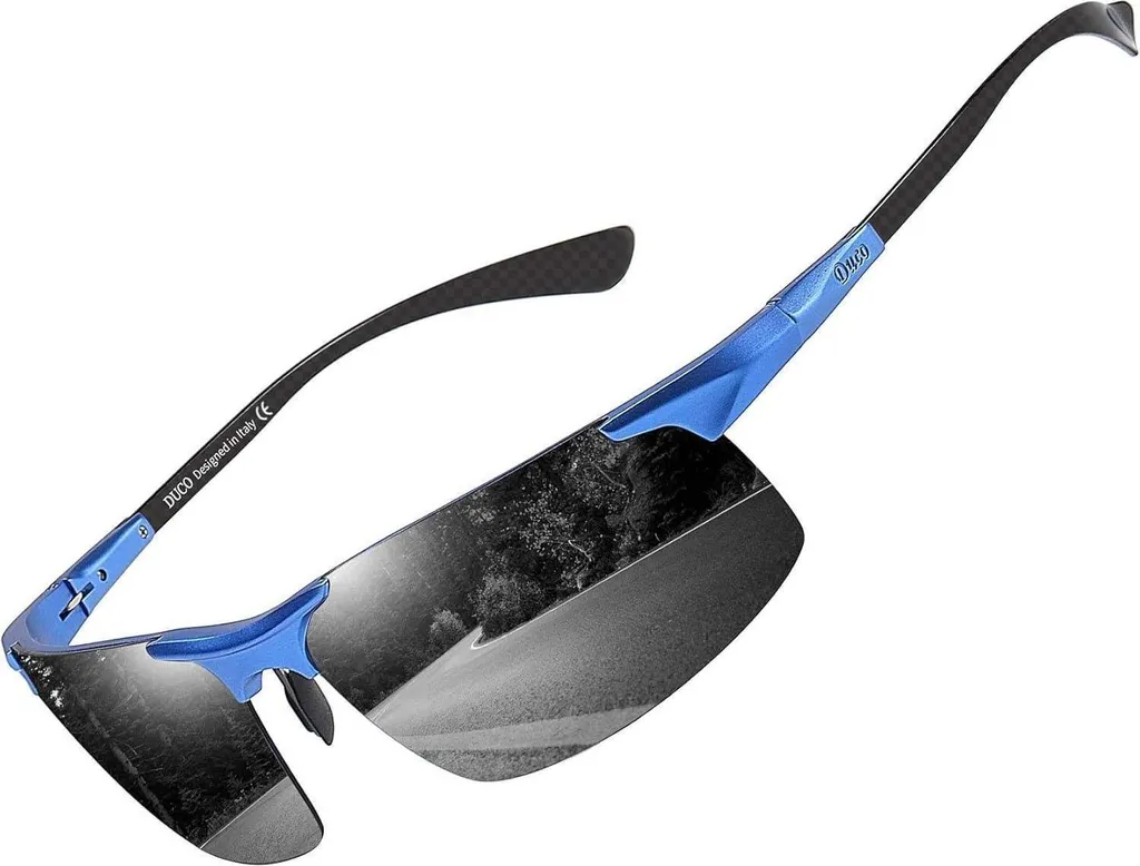 DUCO Occhiali da sole polarizzati da uomo montatura in metallo occhiali in fibra di carbonio uomo sport UV400