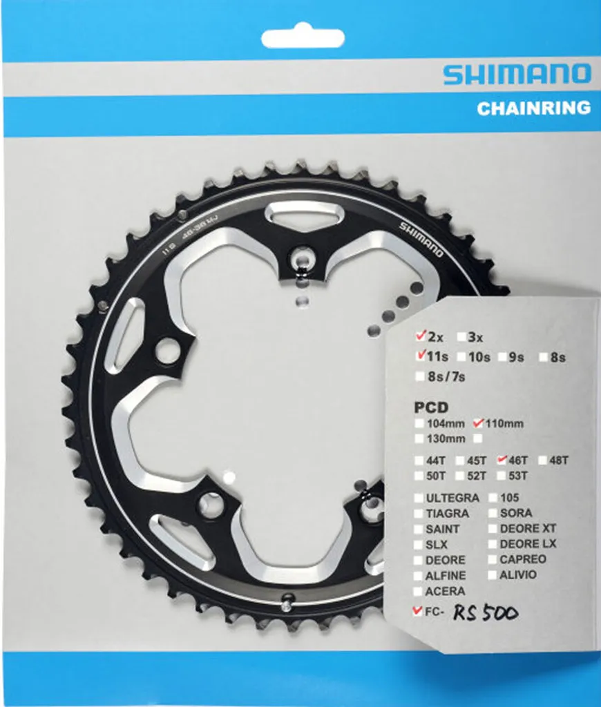 Shimano FC-RS500 Plateau 46 Dents 110 mm Noir Aluminium pour Vélo Route