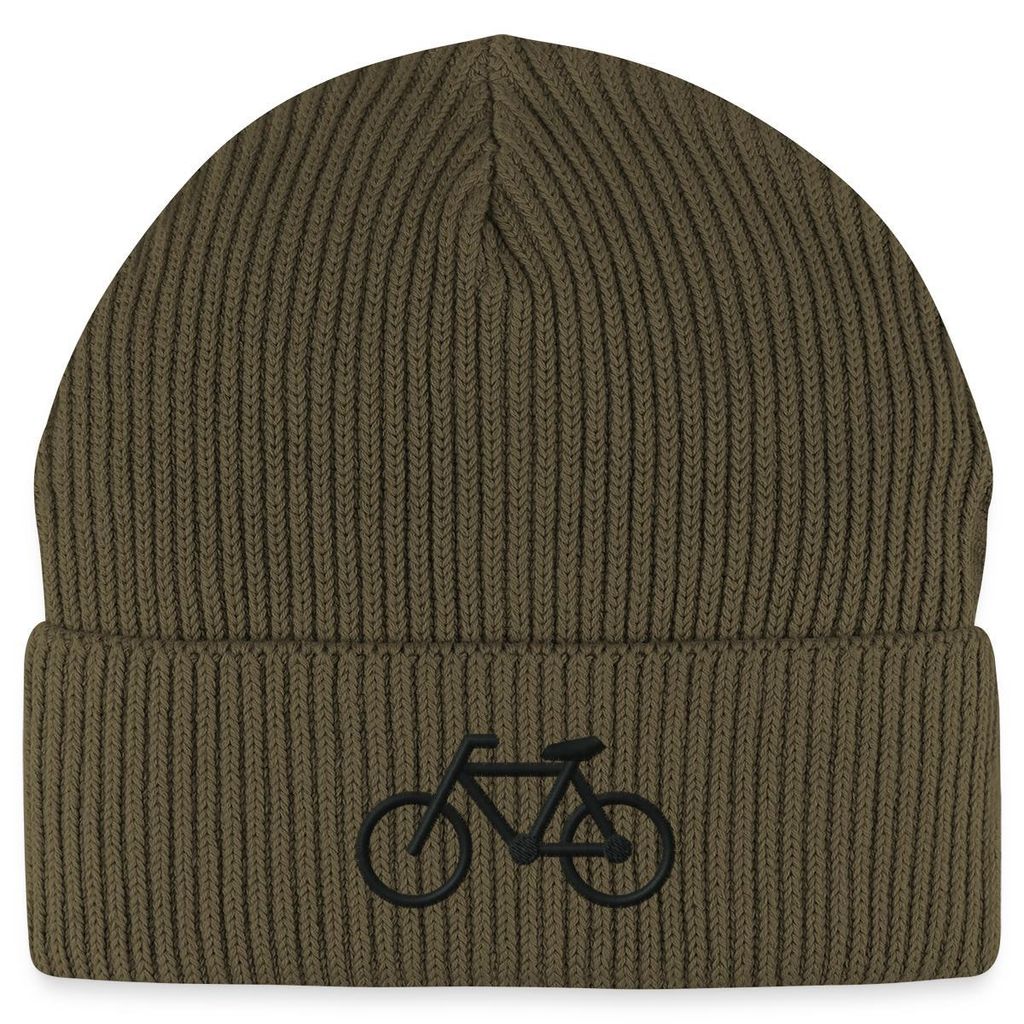 Spreadshirt Stickerei Fahrrad | Silhouette Rennrad Fisherman Beanie Bio Mütze, One size, Khaki