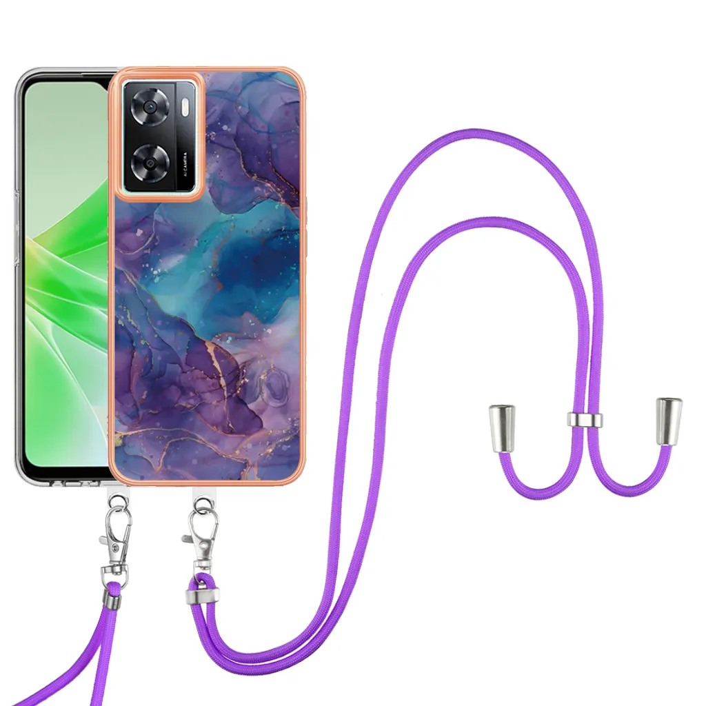 Custodia con cinturino per OnePlus Nord N300, paraurti in TPU a fantasia, custodia protettiva con cinturino regolabile Viola
