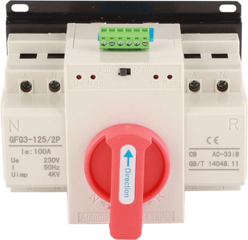 Automatischer Umschalter für zwei Stromversorgungen, AC 230 V, 100 A, 2-polig, ATS, Mini-Generator-Umschalter