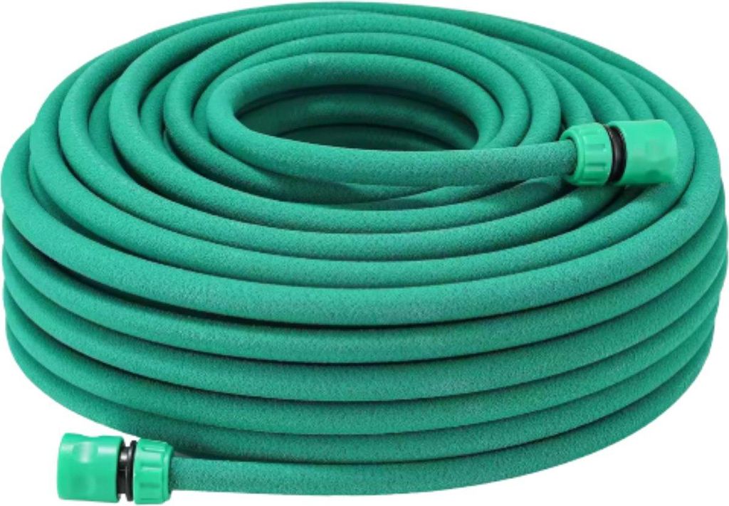 Tropfschlauch 50m – Gartenschlauch zur wassersparenden Bewässerung – Flexibler Gummi-PE Bewässerungsschlauch – Grün