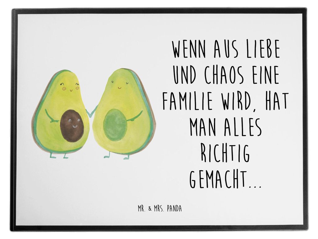 Mr. & Mrs. Panda Schreibunterlage Avocado Pärchen - Weiß - Geschenk, Vegan, schreibtischunterlage abwaschbar, Babyparty, Geburt, schreibtischunte...