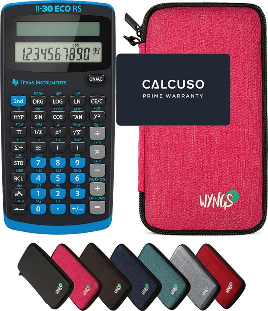 TI-30 ECO RS inkl. WYNGS Schutztasche Pink - Wissenschaftlicher Taschenrechner - Basic Set
