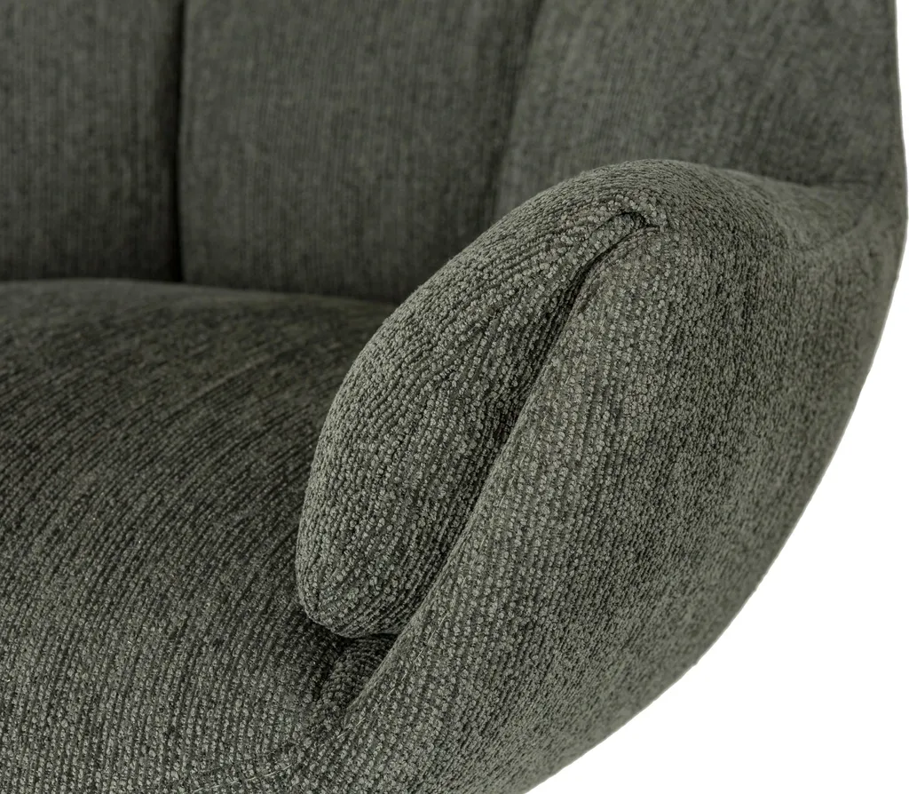 Fauteuil Design Matelassé Gris et Métal Noir ODETTE CALICOSY - H89 cm - 13