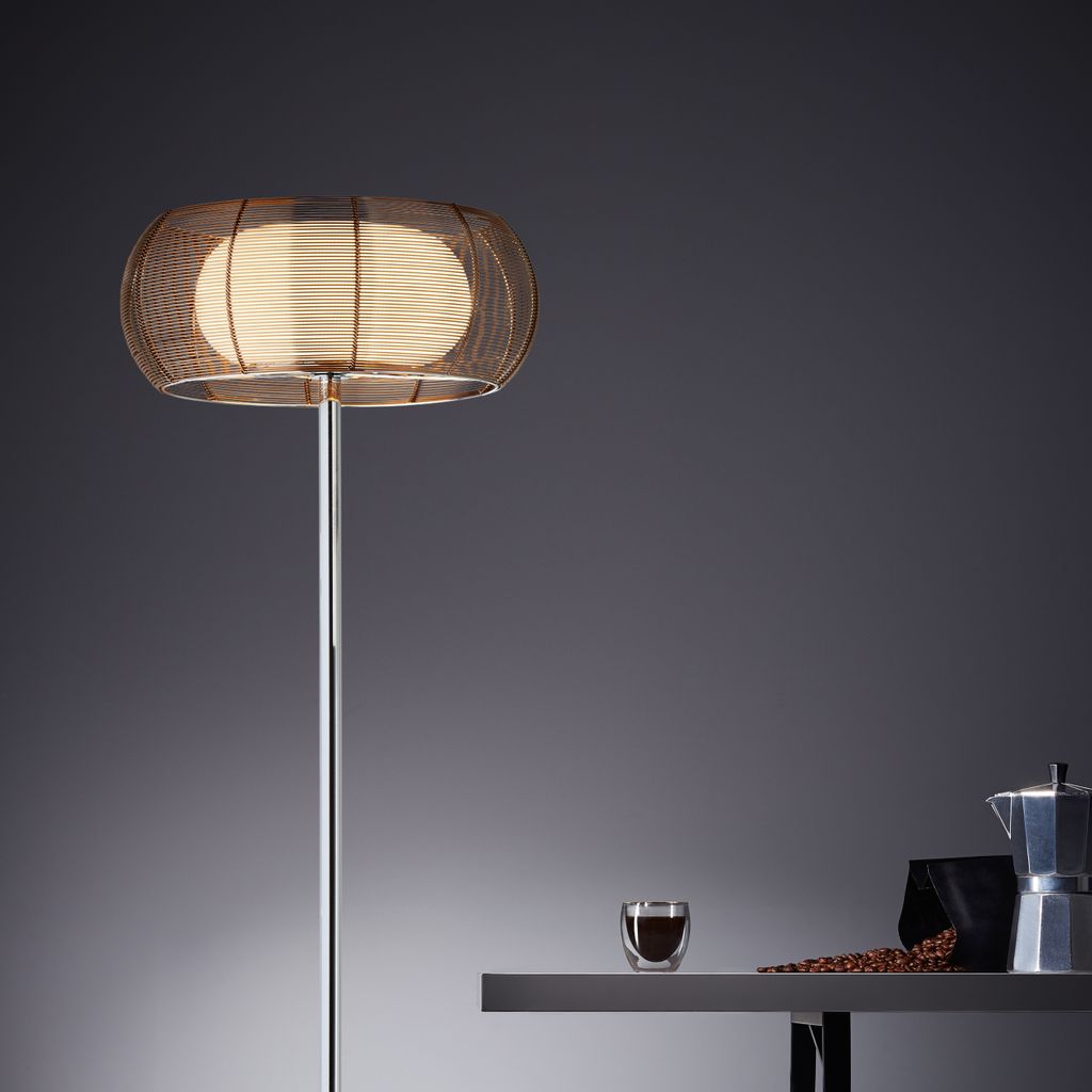 Stehleuchte 2-flammig HxØ 162x42,5 cm Relax bronze chrom Produktbild 