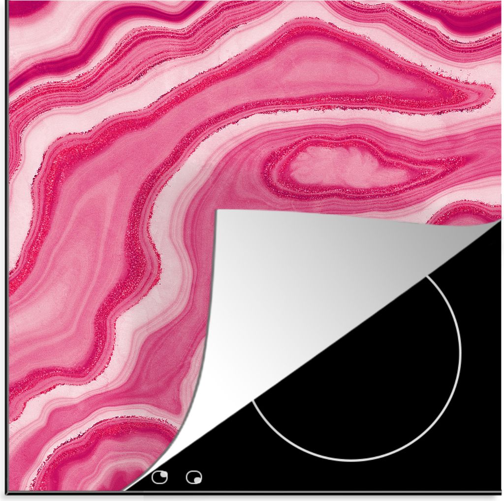 KitchenYeah Herdabdeckplatte Rosa - Geode - Achatstein - Edelsteine , 78x78cm, Küche Deko, Glaskeramikkochfeld Herdabdeckung, Abdeckplatte fùr ...