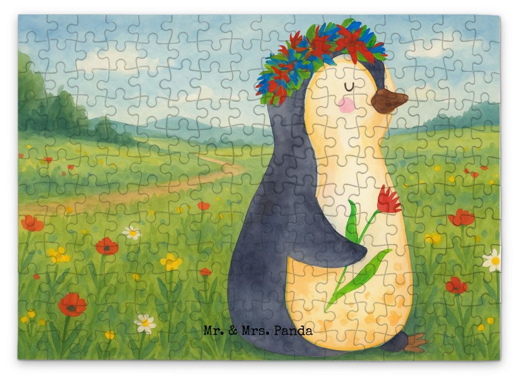 Mr. & Mrs. Panda Puzzle Pinguin Blumen Design 192 Teile - Weiß - Geschenk, Legespiel, Geschenkidee, 500, Blumenliebe, Wunderschön, Puzzlespiel, 2...
