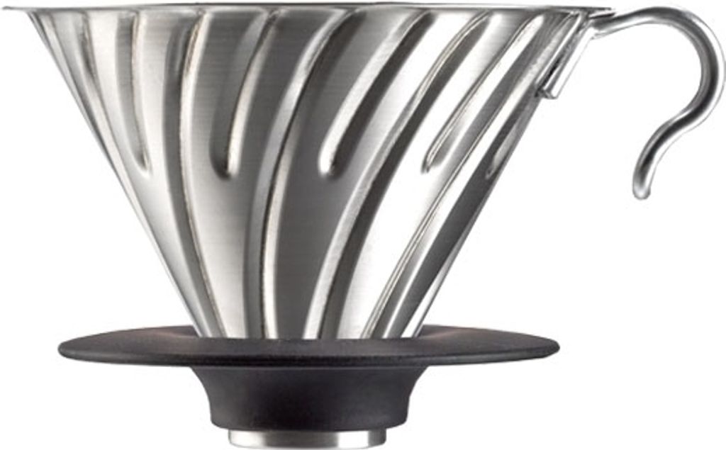 HARIO Drip V60-02 - Edelstahl Kaffee Dripper / Kaffeefilter mit Ständer