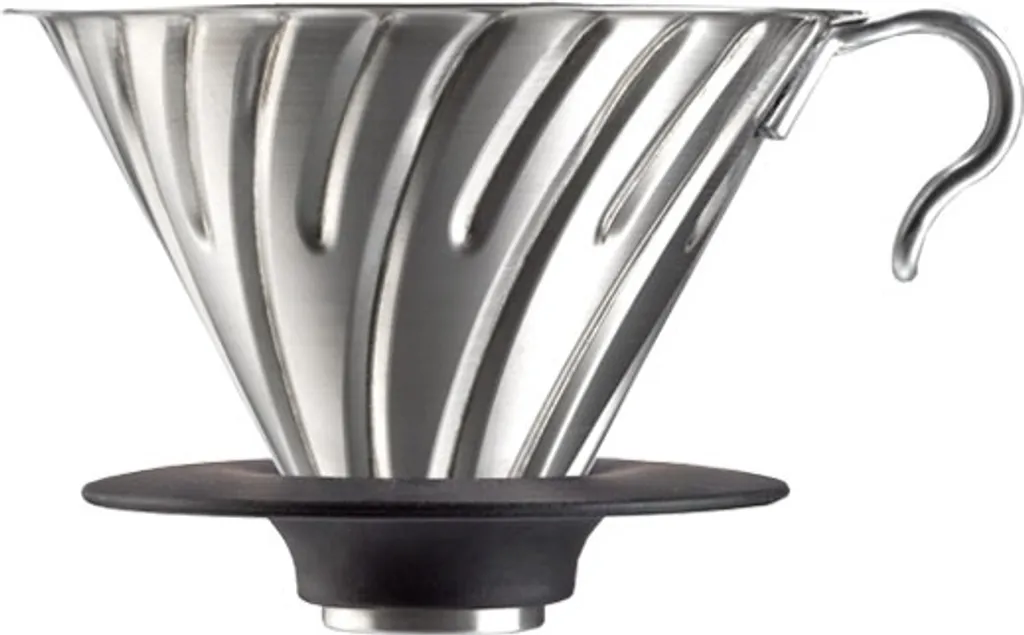 HARIO V60-02 Dripper à café en acier inoxydable avec support en silicone