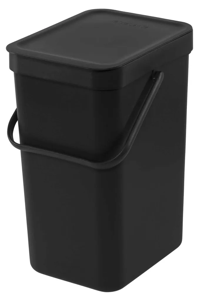 Récipient 12L Sort Go Anthracite - Poubelle Compacte avec Fixation Mur