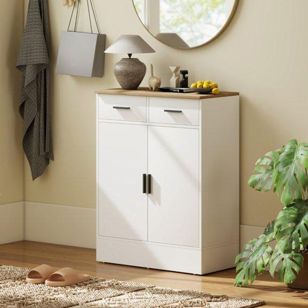 Küchen Schublade - 2 Fächer - Verstellbarer Holzschrank - Naturholz - Küche