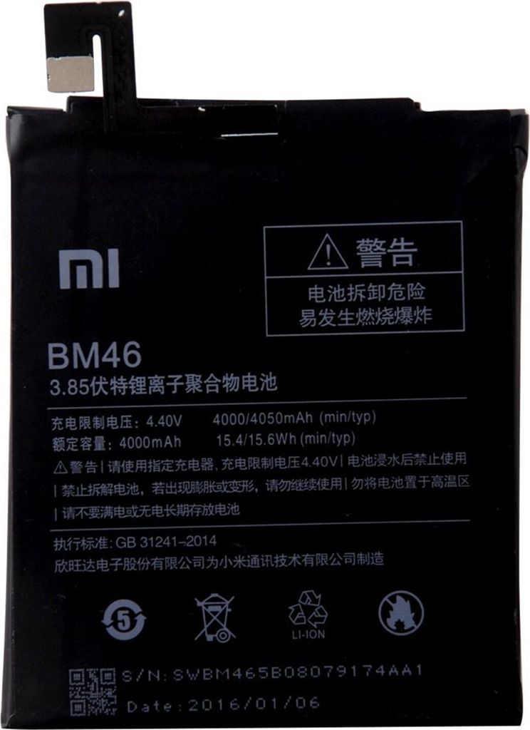 Handy Akku Original Xiaomi Bm46 4000Mah P Redmi Note 3