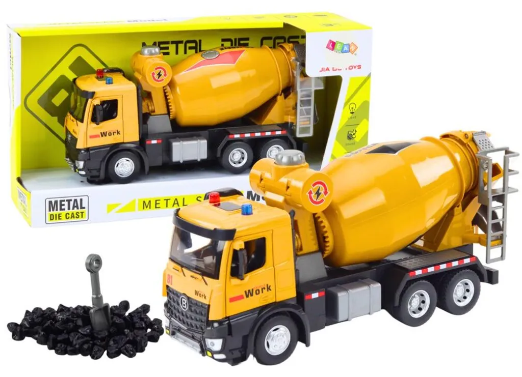 Jouet camion malaxeur bétonnière jaune interactive pour enfant de 3 ans