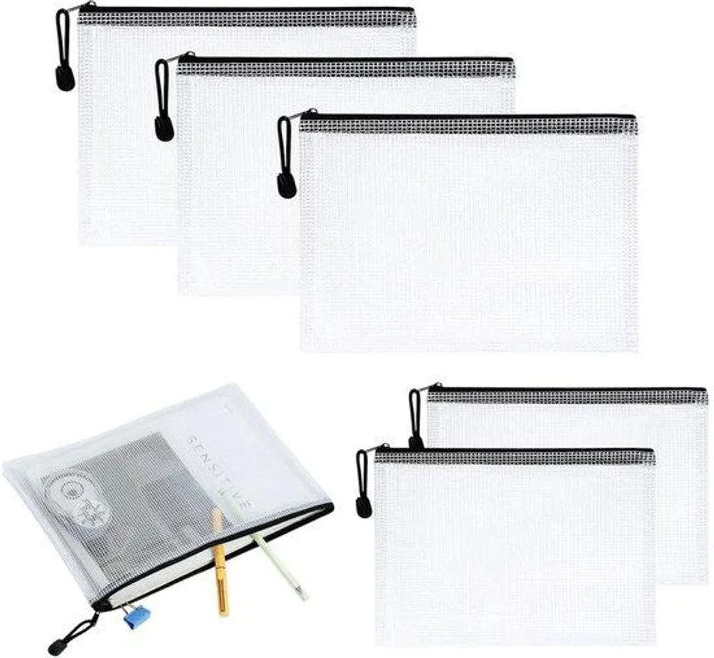 Pochette porte-document A5 zippée imperméable lot de 5 sachets plastiques
