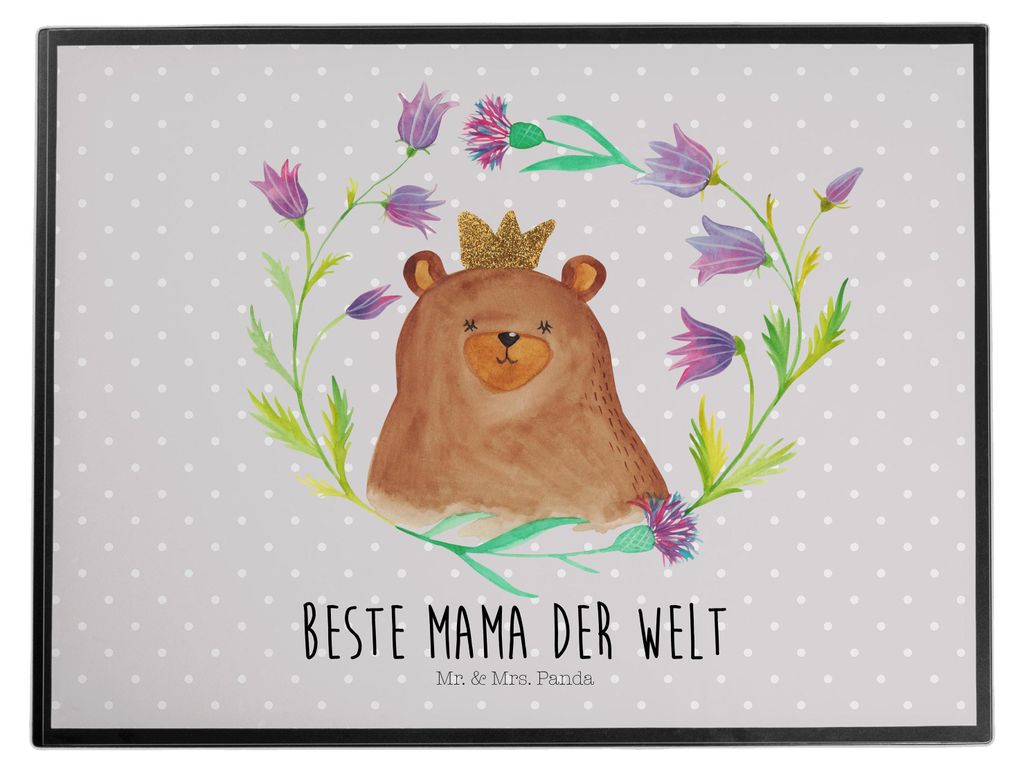 Mr. & Mrs. Panda Schreibunterlage Bär Königin - Grau Pastell - Geschenk, tischauflagen, Teddy, bastelunterlage, Muttertag, schreibauflage, Liebli...