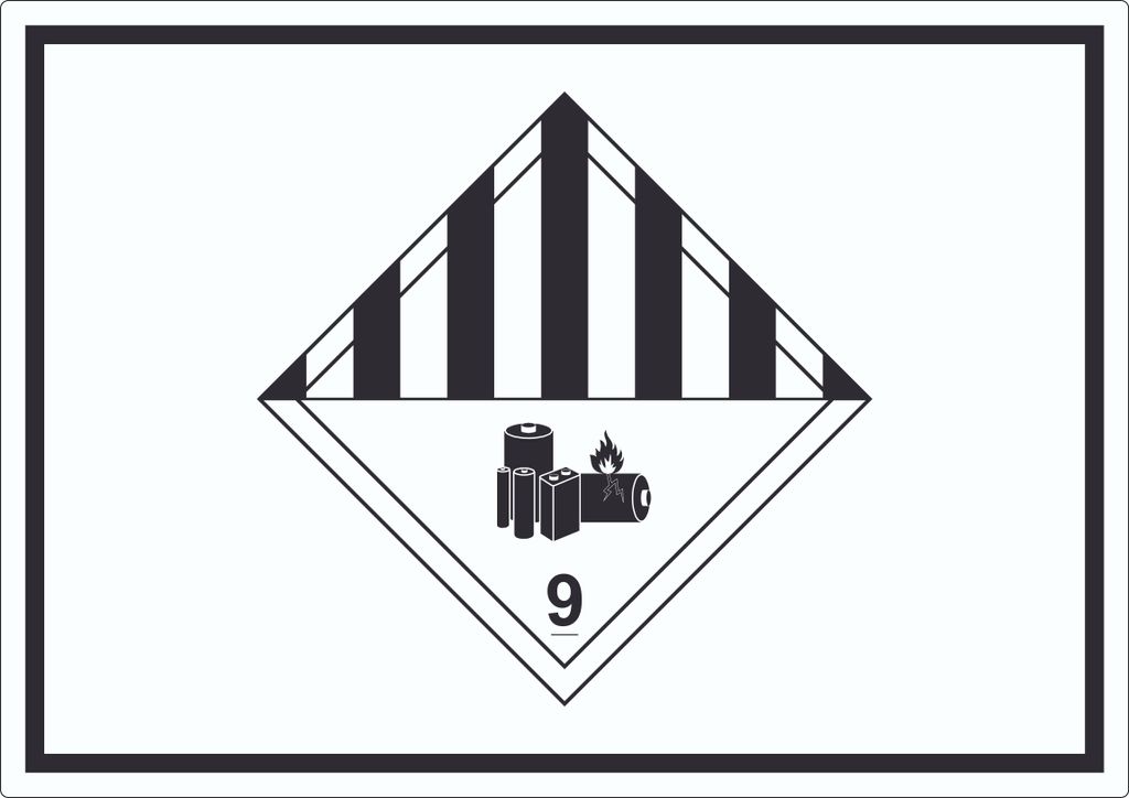 Aufkleber Achtung Lithiumbatterien Symbol Gefahrgutklasse 9a A1 (594x841mm)