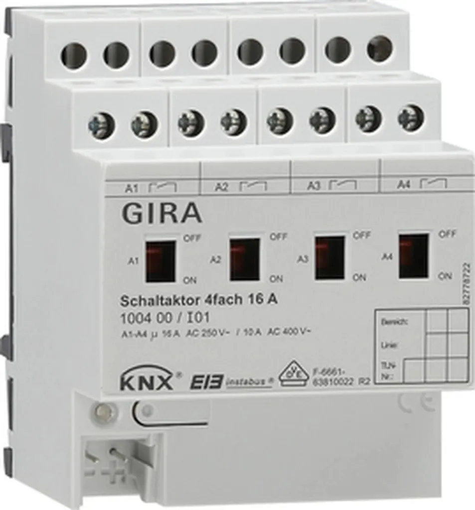 Actionneur de commutation Gira KNX quadruple 16 A REG 103800 - Gira