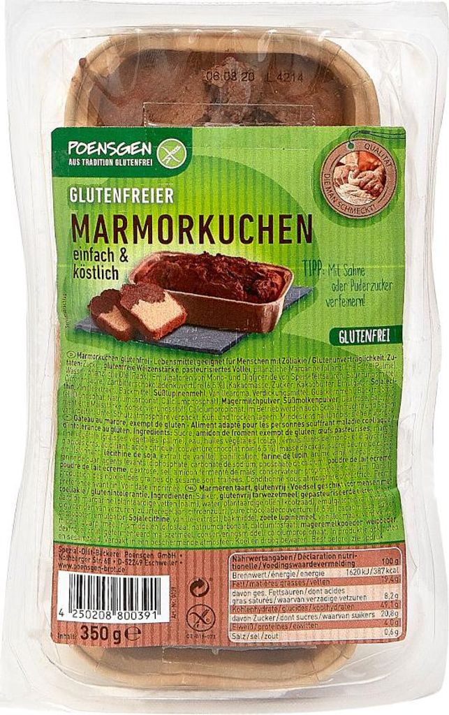 Poensgen Marmorkuchen glutenfrei saftig aromatisch Packung 350g