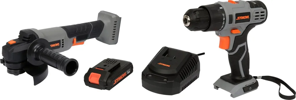 Pack Outillage 20V : Meuleuse 125mm et Perceuse avec Chargeur et Accu