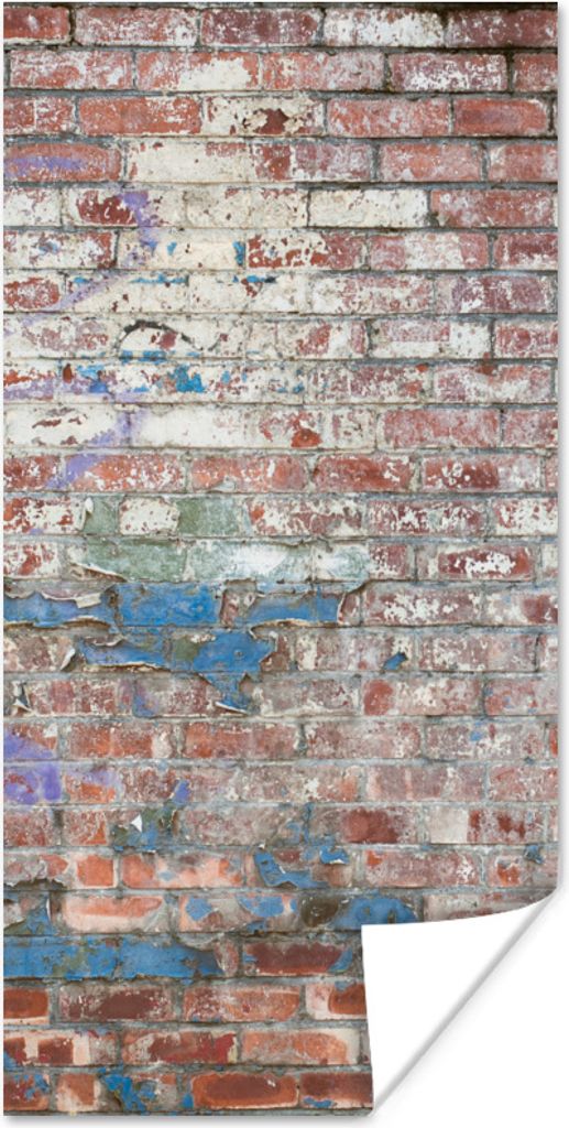 MuchoWow Poster Backstein - Straßenkunst - Wand 80x160 cm - Kinderzimmer