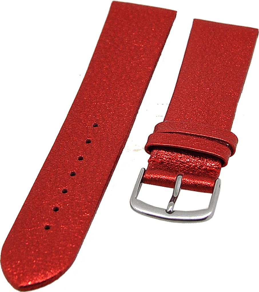 Uhrenarmband Kalbleder Glimmer Blaze Rot 14mm Dornschließe