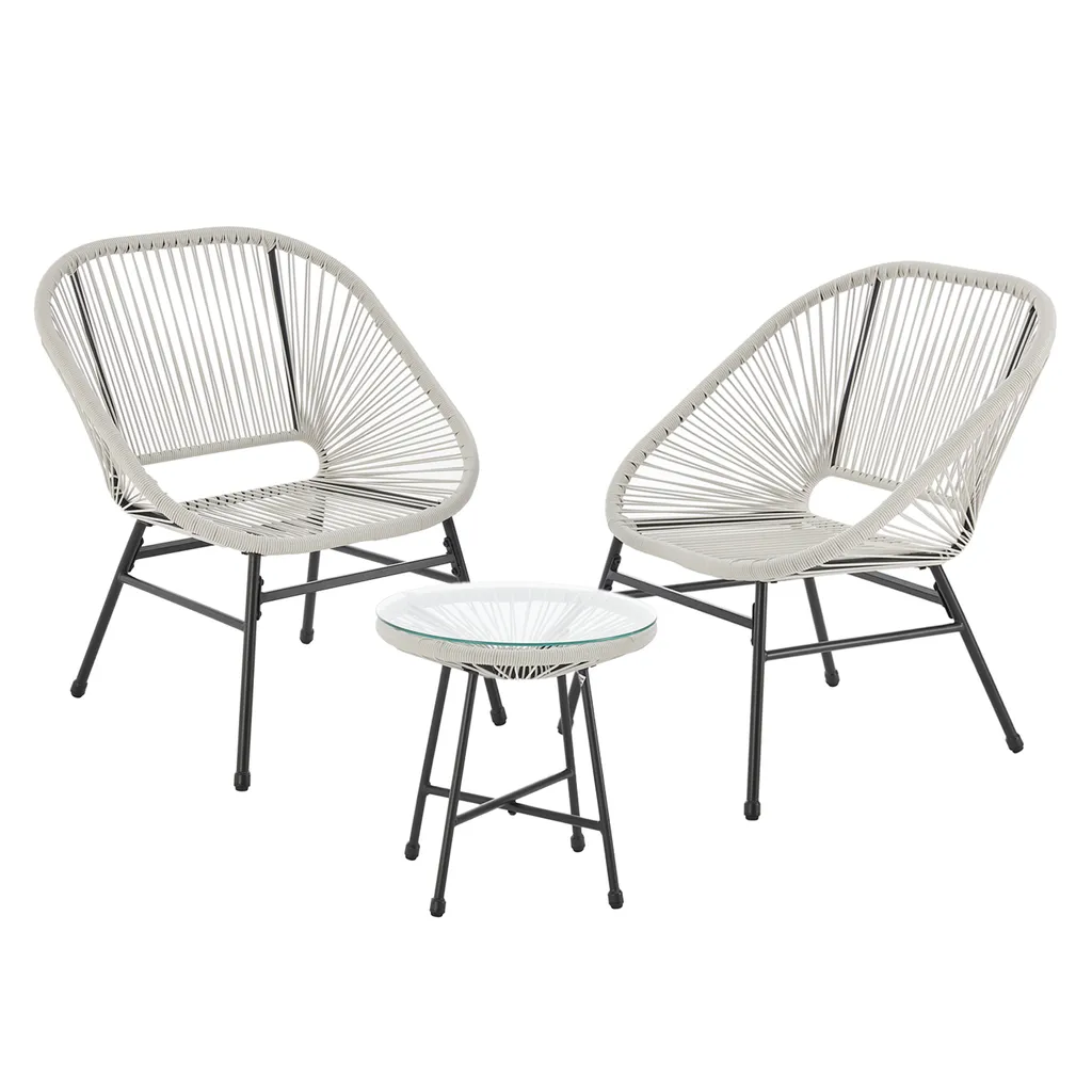 Mobilier de Jardin 3 Pièces SVITA TULUM Table et Chaises de Balcon