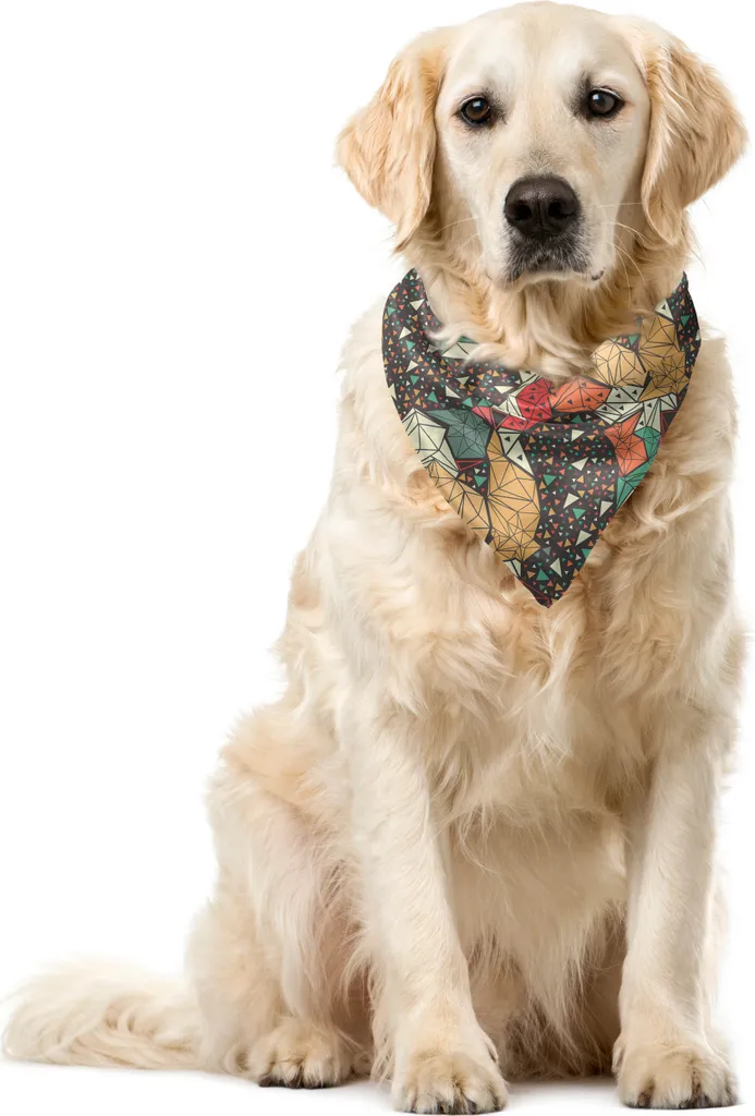 ABAKUHAUS Bandana Cane 55x55 cm Marrone Verde Triangoli Poligonali