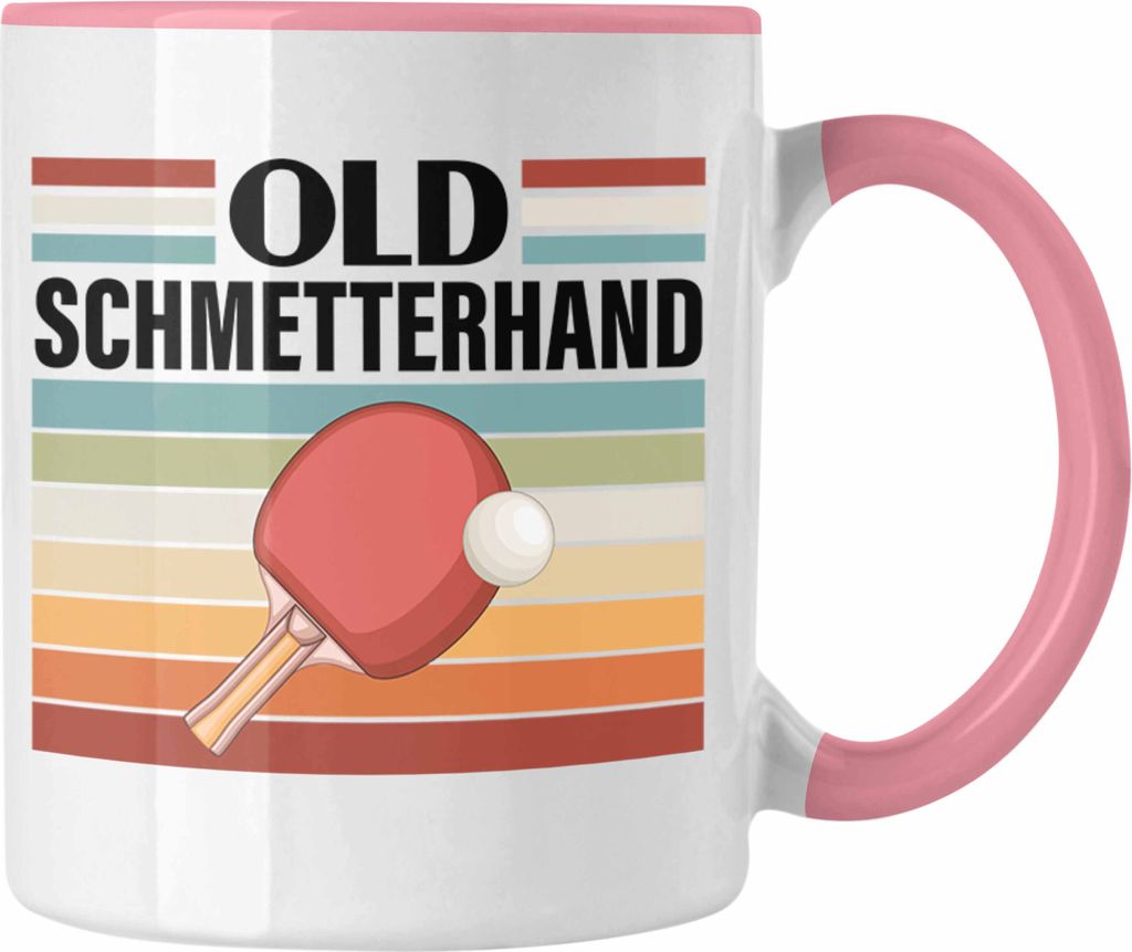 Trendation - Tischtennis Schmetterhand Tasse Geschenk Tischtennisspieler Geschenkidee Lustig für Männer Tischtennis Zubehör (Rosa)