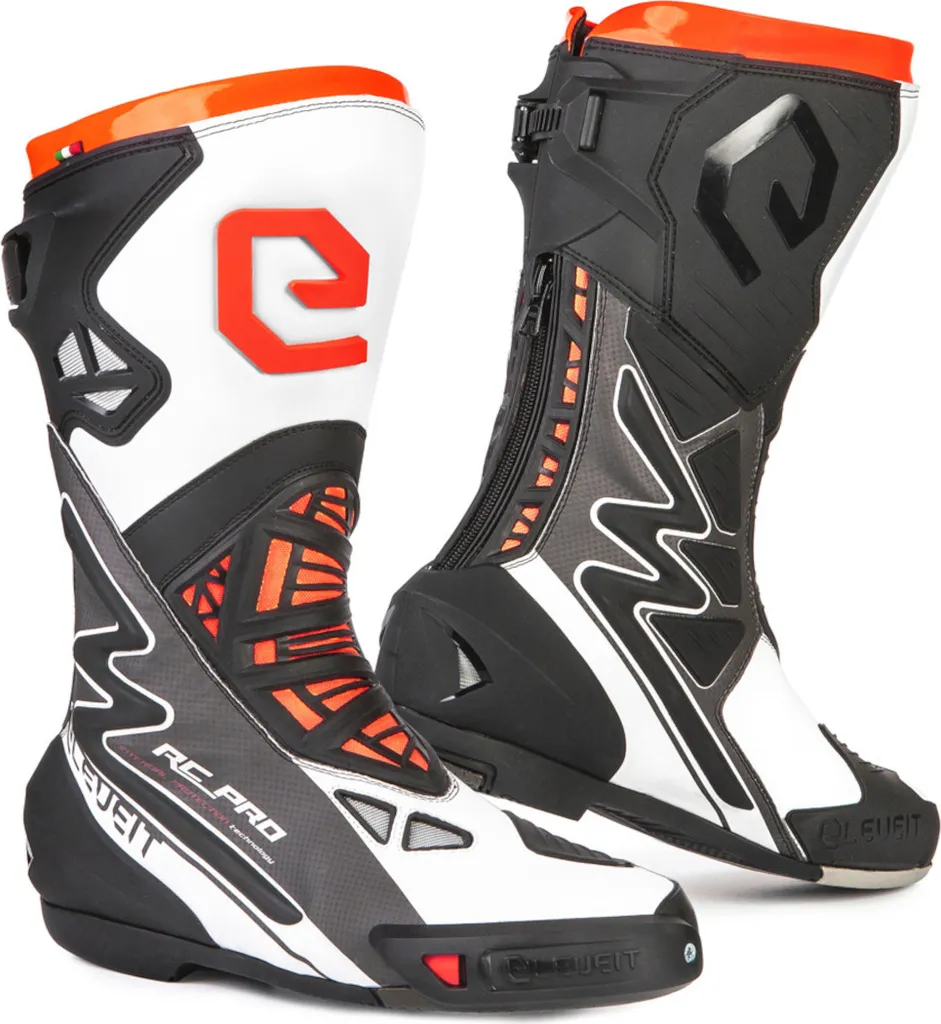 Bottes de moto Eleveit RC Pro Blanc Orange Taille 41 de Racing