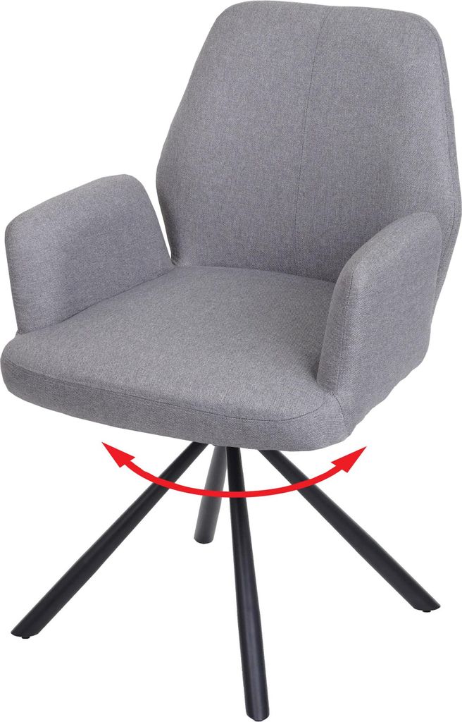 Esszimmerstuhl HWC-H71, Küchenstuhl Lehnstuhl Stuhl, drehbar Auto-Position Stoff/Textil Stahl hellgrau