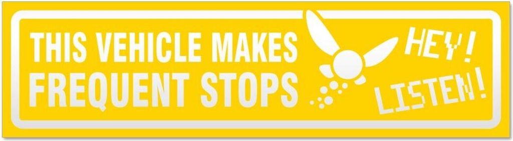 Frequent Stops Hey Listen invertiert Magnetschild Schild magnetisch - 45cm Gelb - Magnetfolie für Auto PKW Kfz