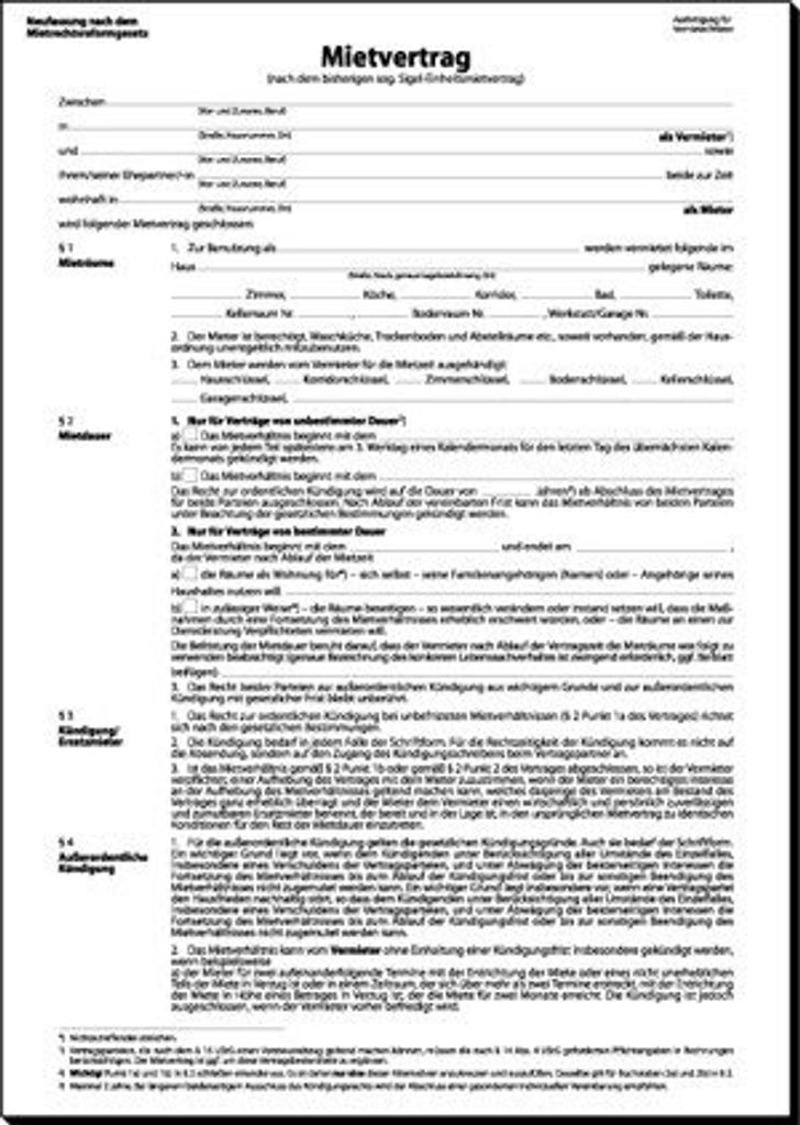 SIGEL MV464 Mietvertrag, ehemals Einheitsmietvertrag, A4, 4 seitig
