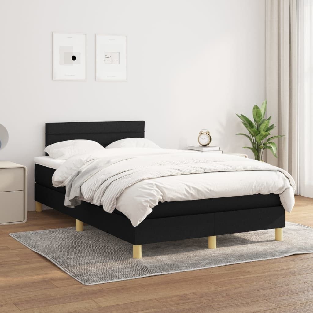 Best Möbel Bettrahmen inkl. Lattenrost - Boxspringbett mit Matratze Schwarz 120x200 cm Stoff - Klassische Betten Cloris Neu5204730 4parcel