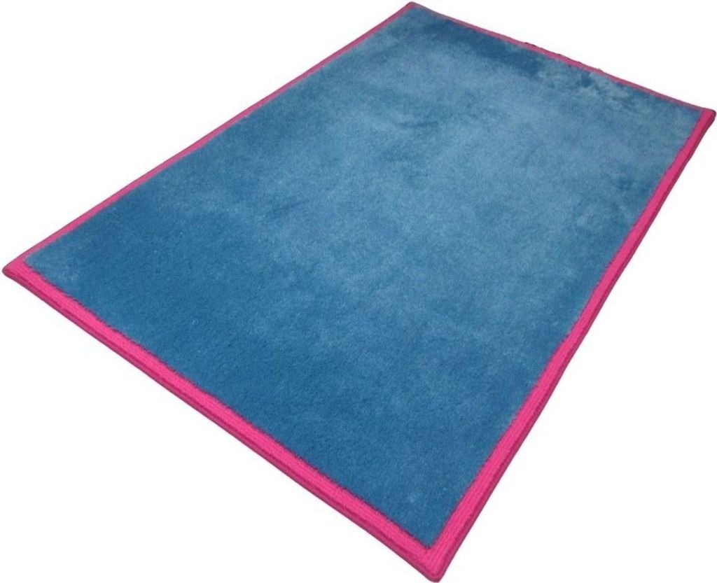 Nicol Badematte Badteppich Badvorleger Duschvorleger Badezimmerteppich 60x100cm Frame Mediteranblau Himbeer