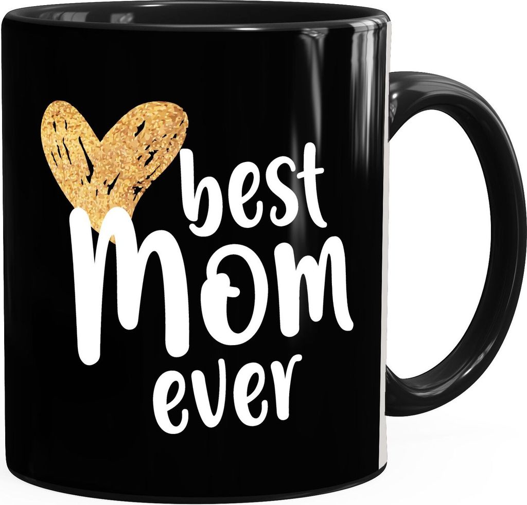 Kaffee-Tasse Best Mom ever Geschenk für Mama Muttertag Geburtstag Weihnachten Dankeschön SpecialMe schwarz Keramik-Tasse
