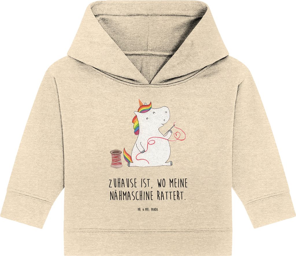 Mr. & Mrs. Panda Organic Baby Hoodie Einhorn Näherin 12. - Produktbild 