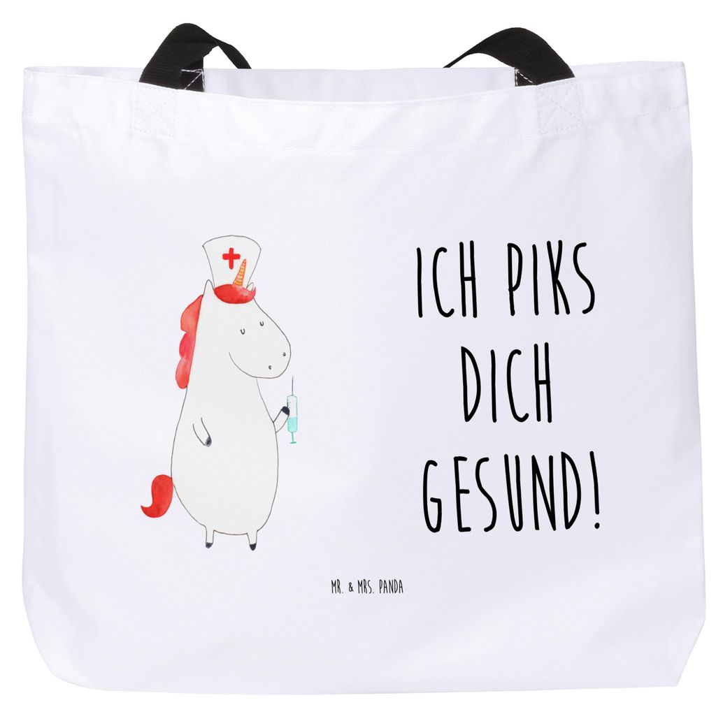 Mr. & Mrs. Panda Schultasche Einhorn Krankenschwester - Weiß - Geschenk, Laptoptasche, Strandtasche, Krankenhaus, Tasche, Krankenpflegerin, Tote B...