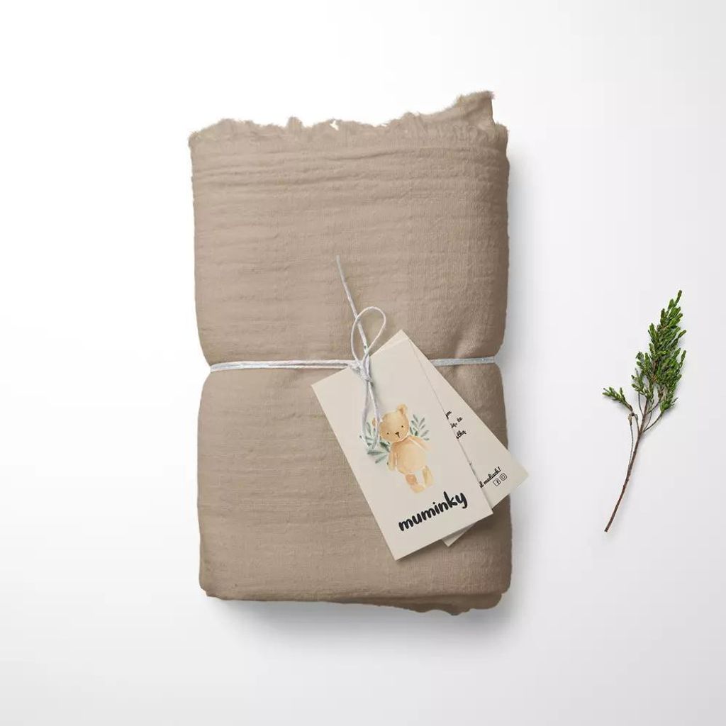 Muminky | Baumwoll-Musselin Decke - 120x120 cm - Beige - Atmungsaktiv - Hautfreundlich - Vielseitig