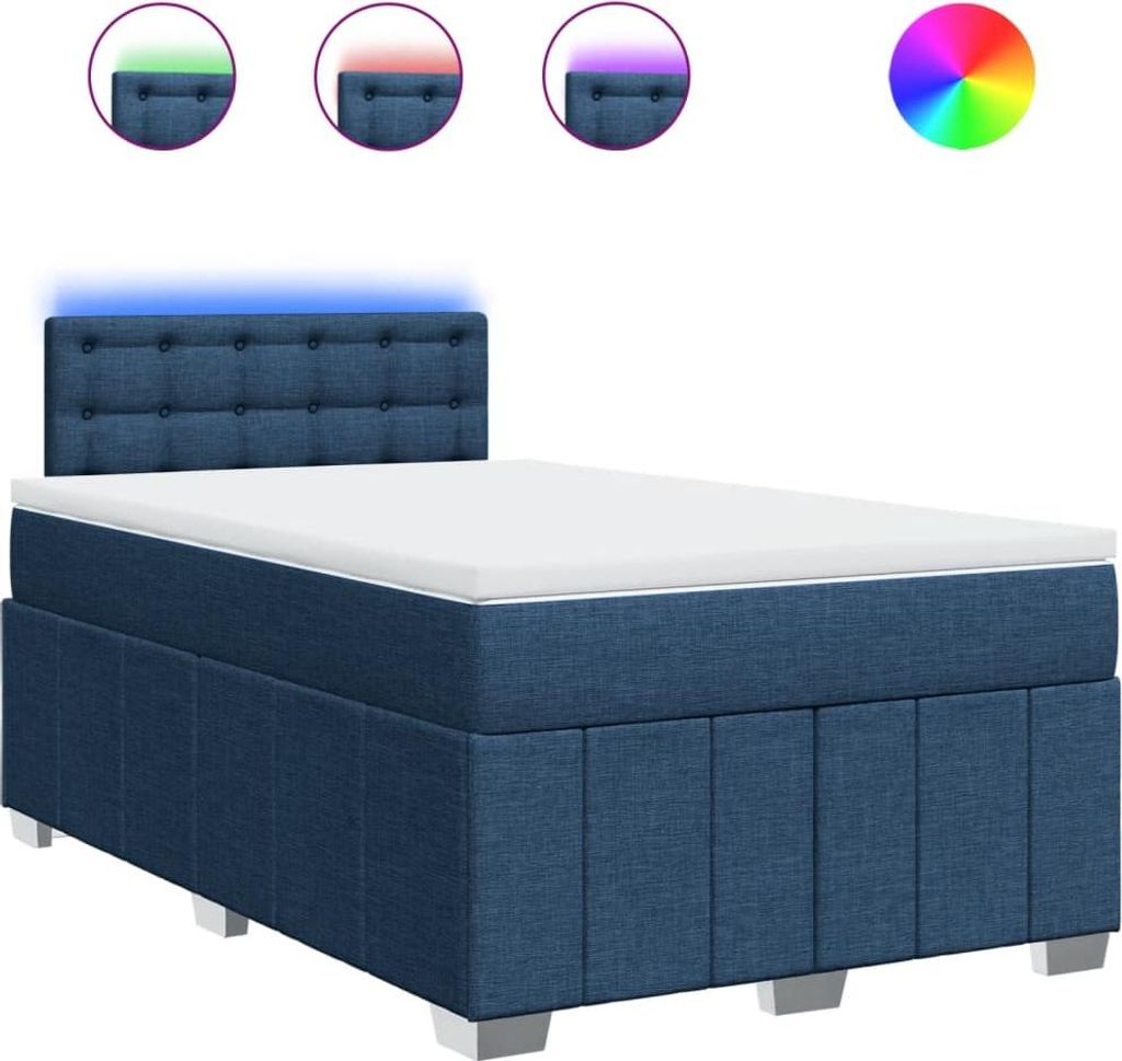 vidaXL Boxspringbett mit Matratze Blau 120x200 cm Stoff