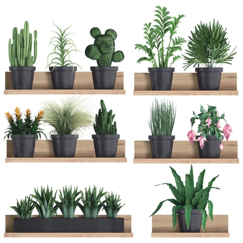Stickers Muraux Plantes Vertes en PVC - Décoration Nature pour Salon