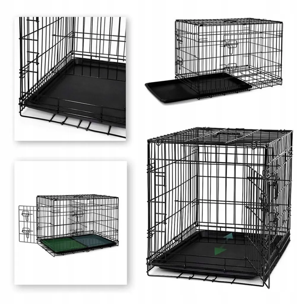 gabbia da trasporto per animali lionto, gabbia pieghevole in metallo con parete divisoria, base in plastica e chiusura di sicurezza, 76x49x56 cm - 14