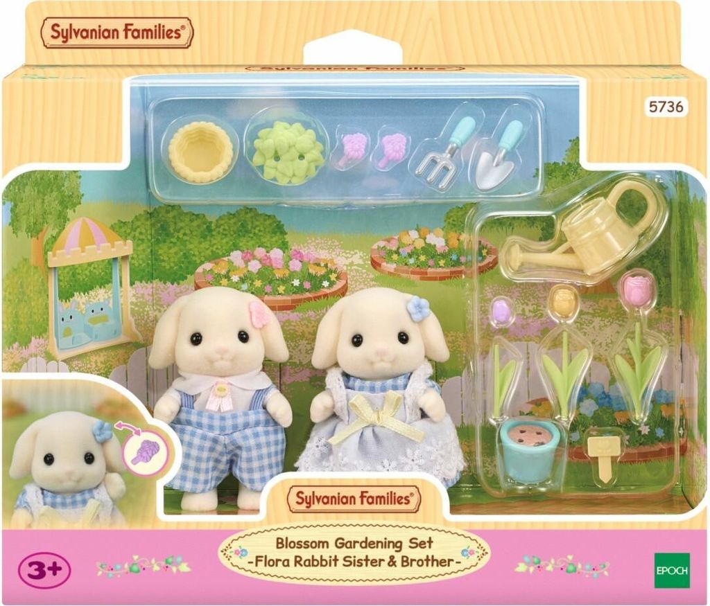 Sylvanian Families - 5736 Blumen- und Garten-Spielset mit Figuren - Figuren für Puppenhaus